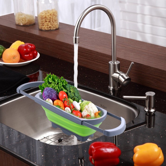 Over-the-Sink Collapsible Colander with Extendable Handles - Tanga