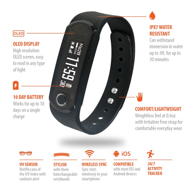 Jarv Elite Water Resistant Fitness Tracker Activity Band and Smart Watch Tanga