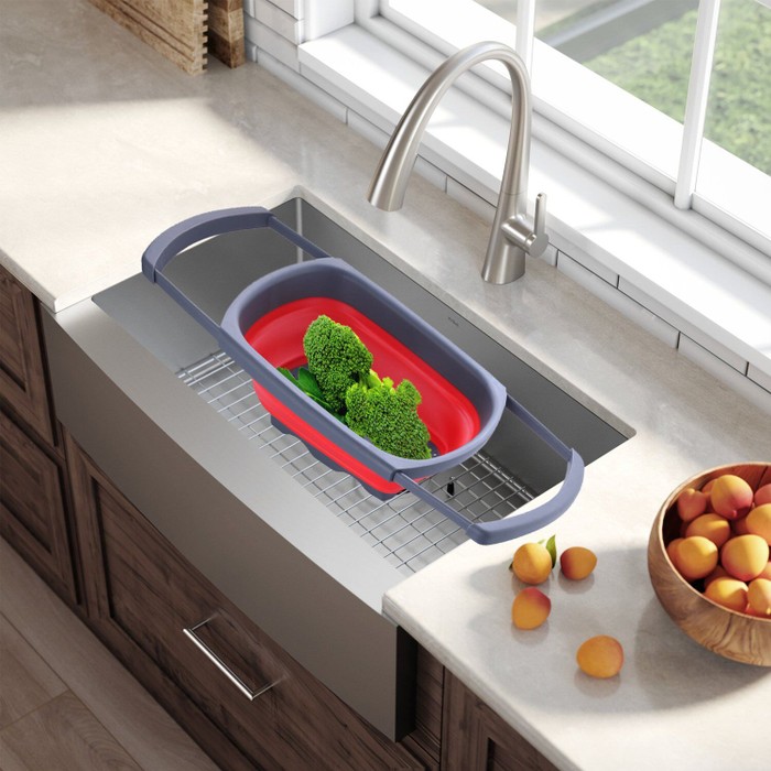 Over-the-Sink Collapsible Colander with Extendable Handles - Tanga