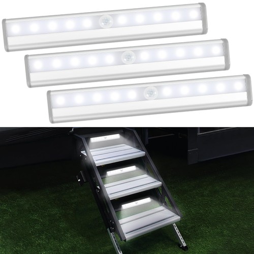 3-Pack 10 Led Motion Sensor Stick On Light Bars