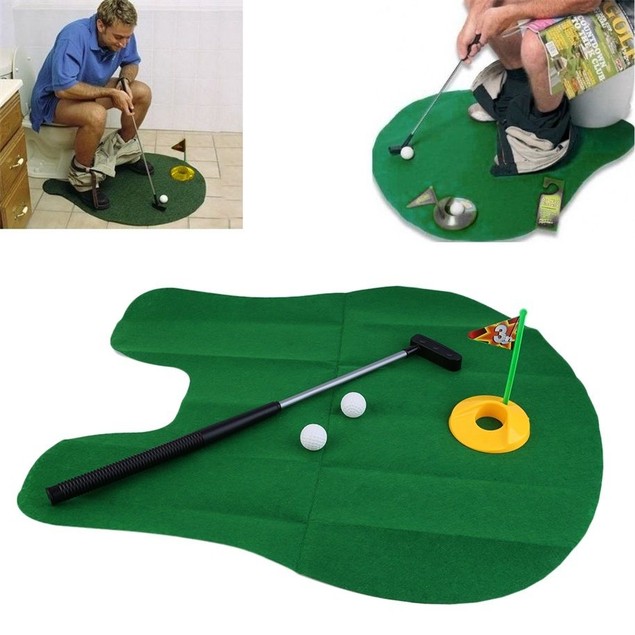 Mini Funny Golf Game Mat Potty Putter Toilet Bathroom Time Novelty Tanga