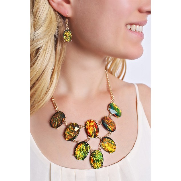 Iridescent statement necklace Clearance