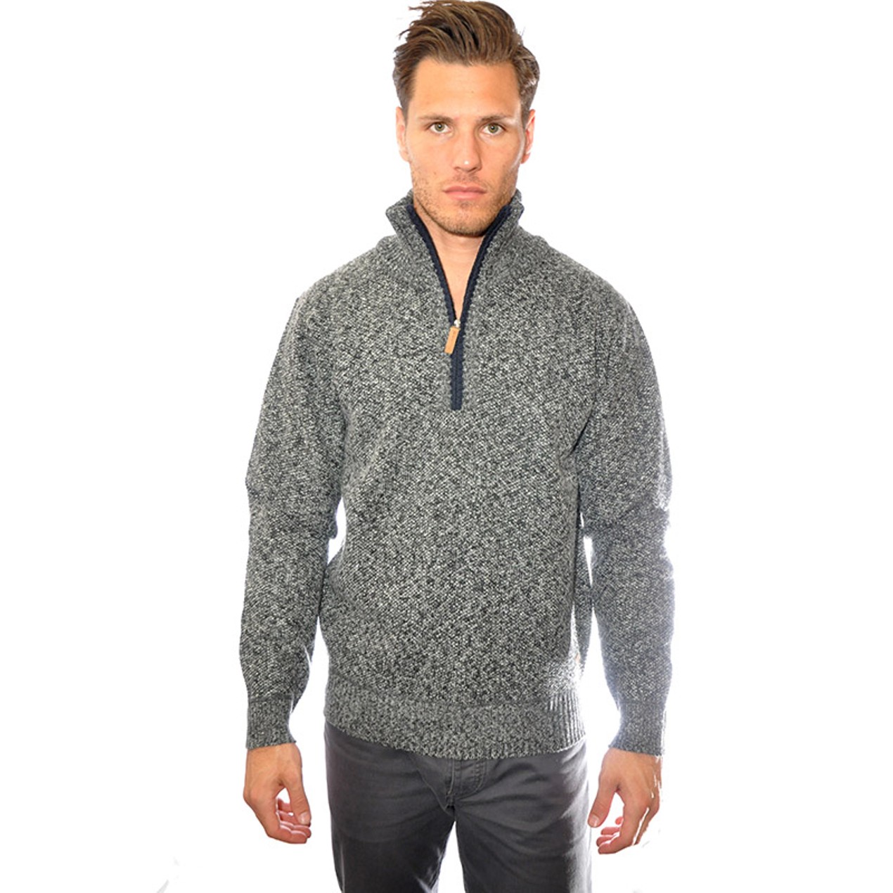 Men's Fleece Lined Quarter Zip Sweater (M2X) BelleChic