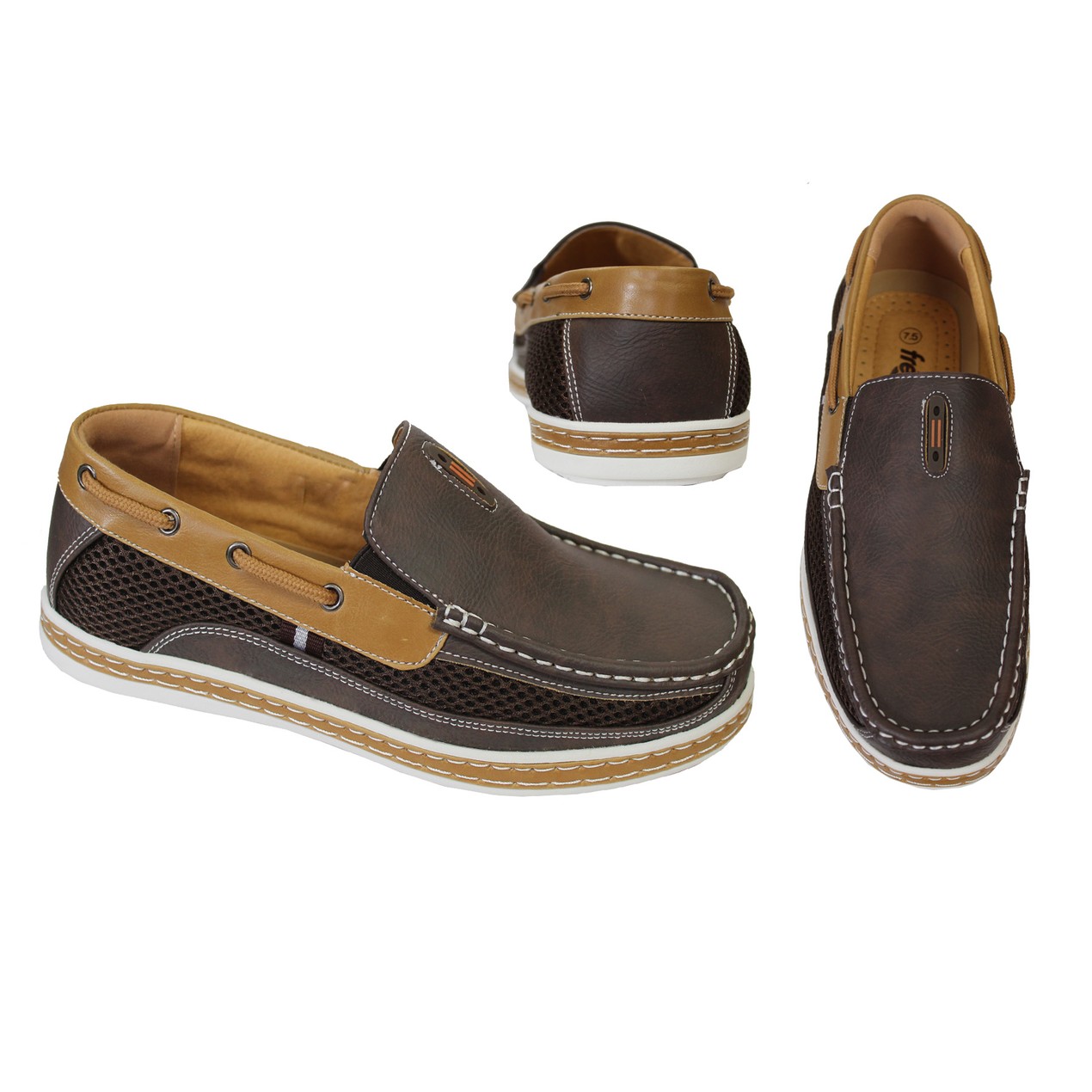 Men's Nautical-Inspired Casual Bonded Leather Slip-On Loafers - Tanga
