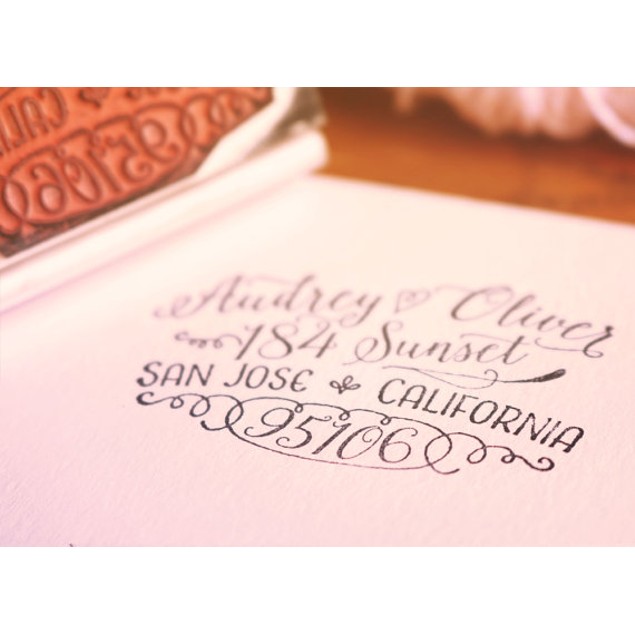 Hand Drawn Calligraphy Return Address Stamp - BelleChic