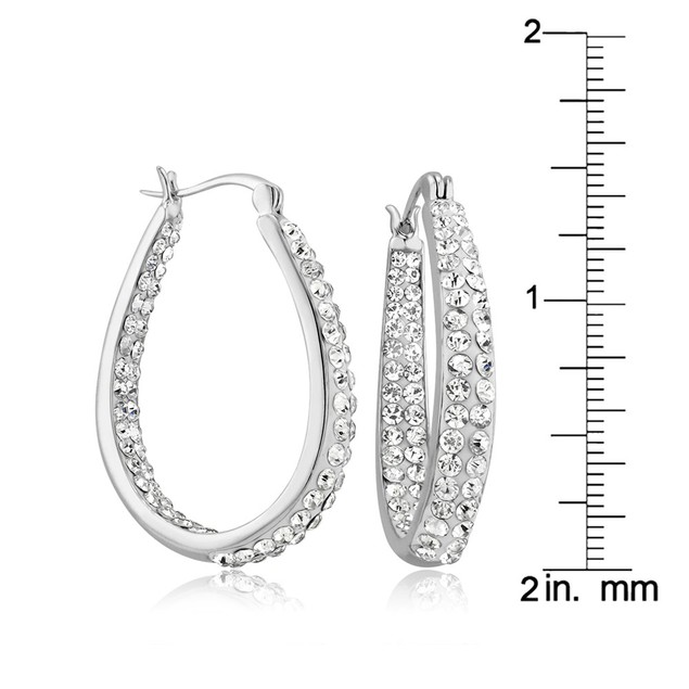 Yeidid International Women's 18Kt White Gold Plated Austrian Crystal Inside-Out Hoop Earrings