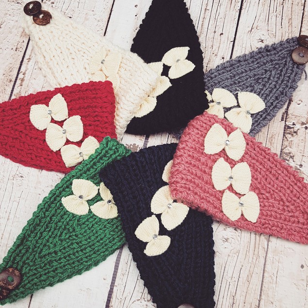 Knit Head Wrap with Bow Accents 7 Colors BelleChic
