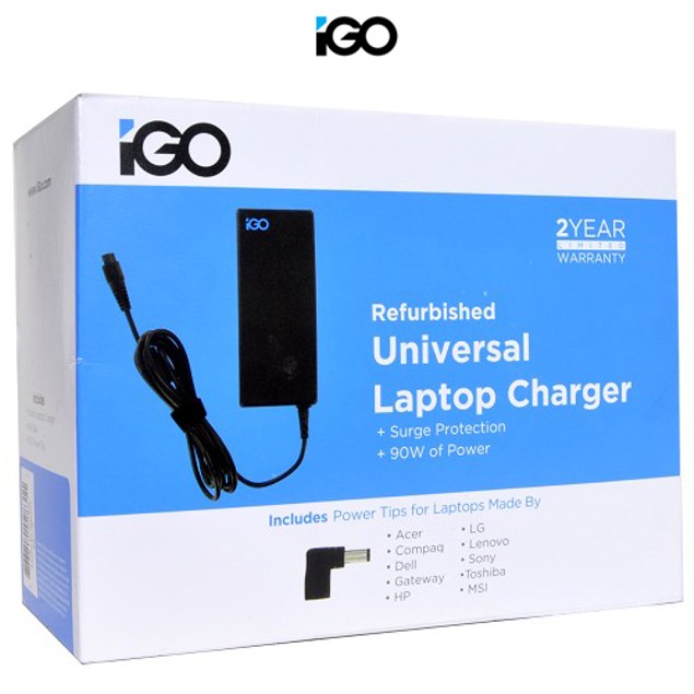 iGo 90W Universal Notebook AC Power Adapter w/Power Tips - (Black) - Tanga