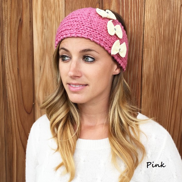 Knit Head Wrap with Bow Accents 7 Colors BelleChic