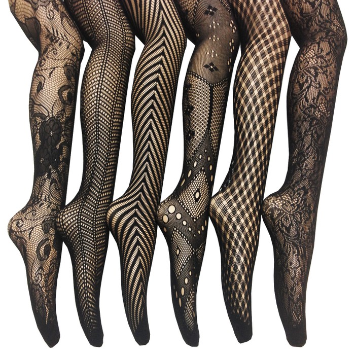 6 Pairs: Frenchic Elegant Fishnet Lace Tights - Assorted Styles ...