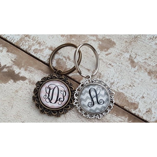 Personalized Filigree Monogram Key Chains - BelleChic