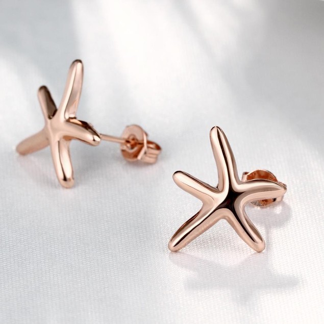 Rose Gold Plated Starfish Studded Earring